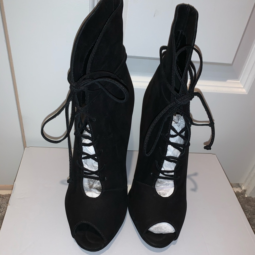 Schutz peep-toe lace up heel